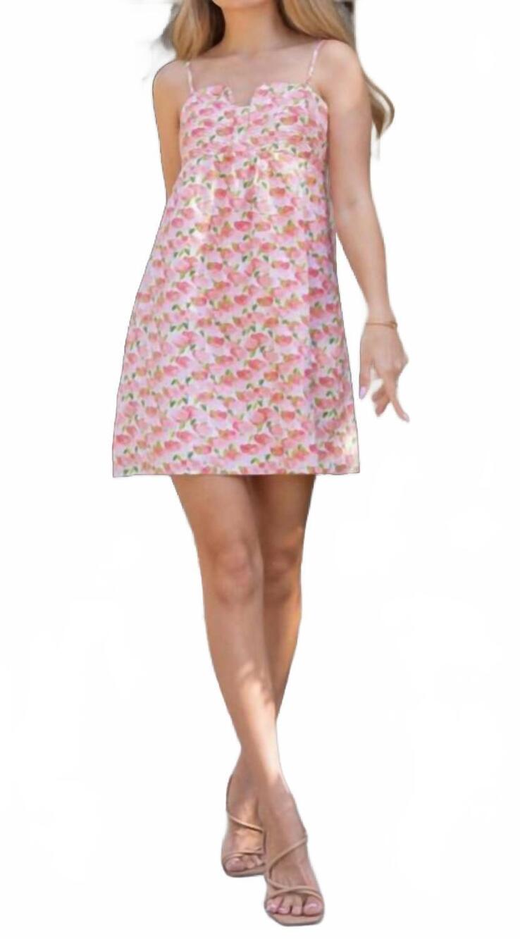 NEW STRUT & BOLT top stitch bustier floral dress in peach multi